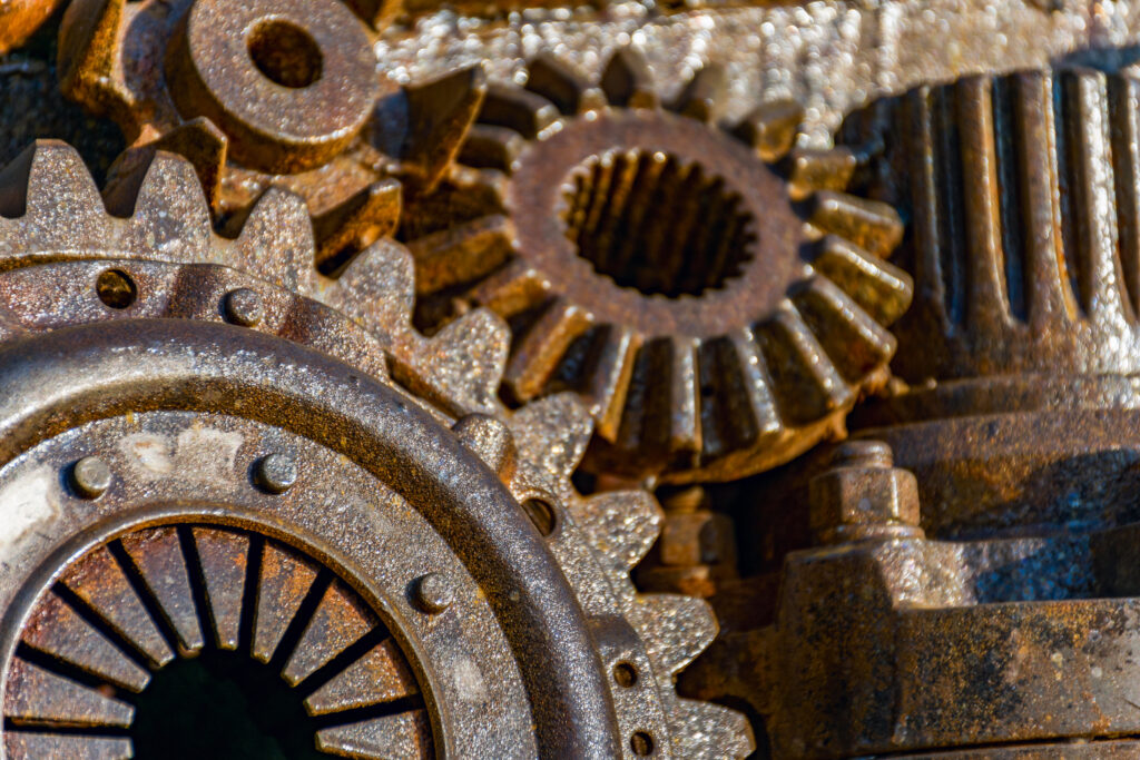 close up iron gears